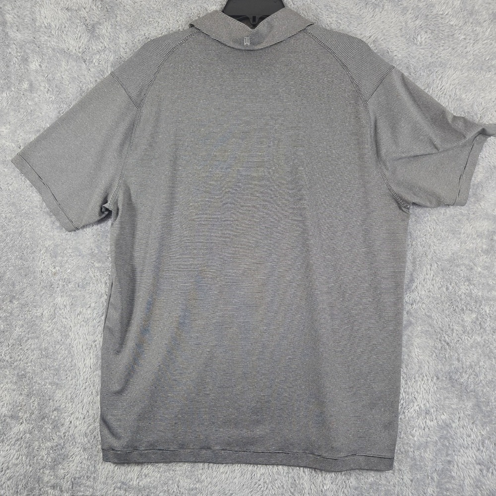 Nike Tiger Woods Dri-FIT Polo Shirt Mens Large Grey White Micro Stripe Golf L - Picture 3 of 12
